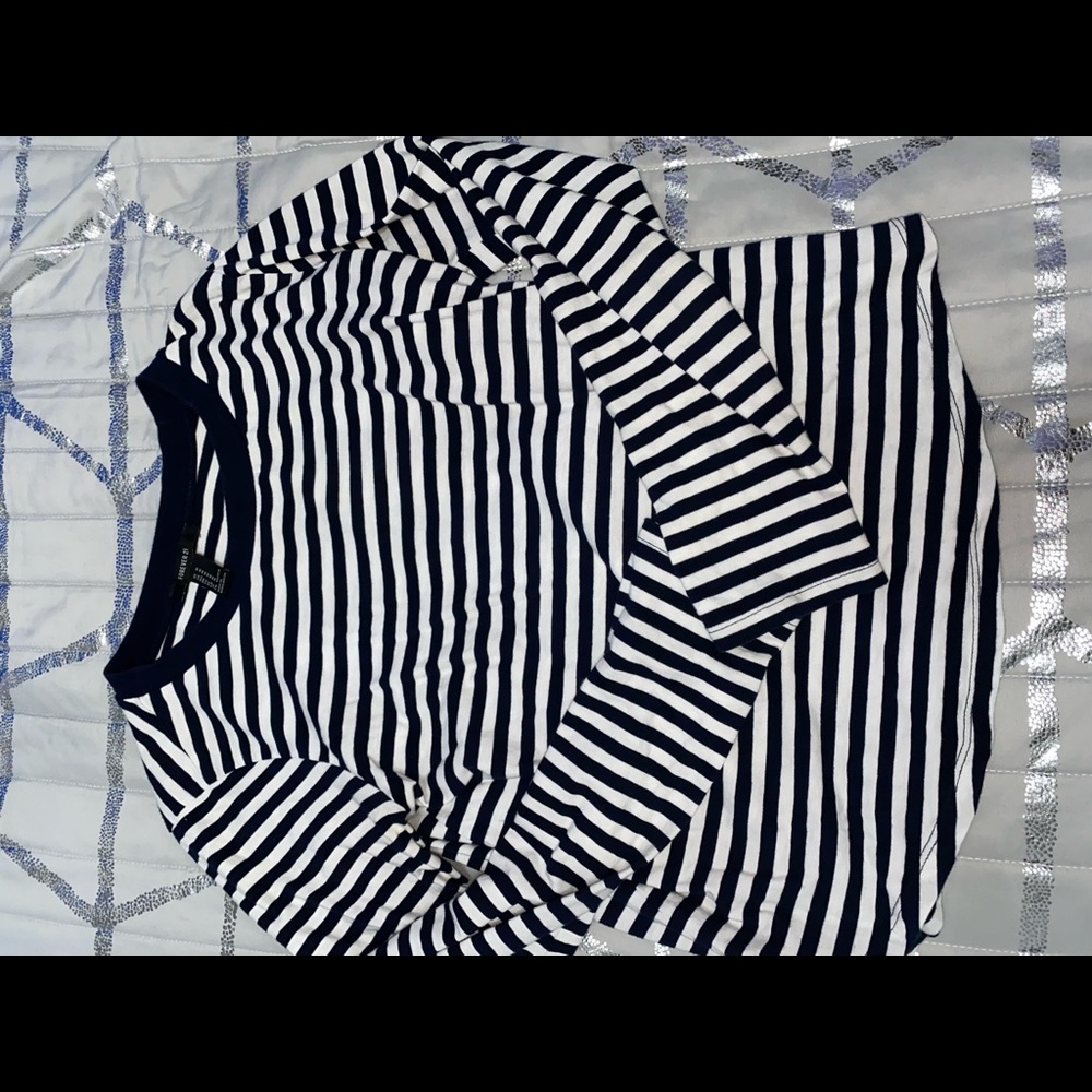 Forever 21 Navy & White Long Sleeve Tee